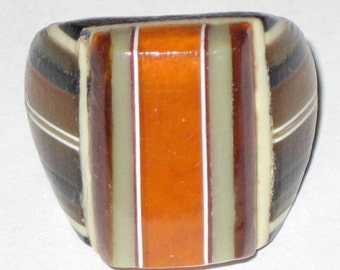 vintage 30s 40s bob dodd bakelite celluloid folk art prison ring