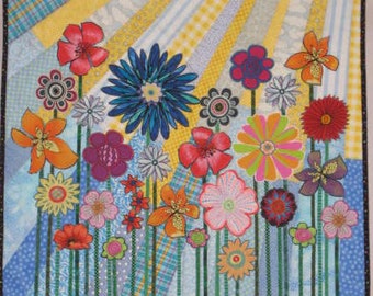 PDF Quilt Pattern -- Digital Pattern for Whimsical Garden wall quilt (pdf)