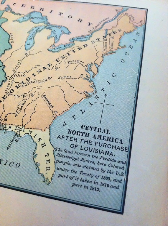 Early 1800&#39;s MAP of the UNITED STATES Louisiana by FullOfYears