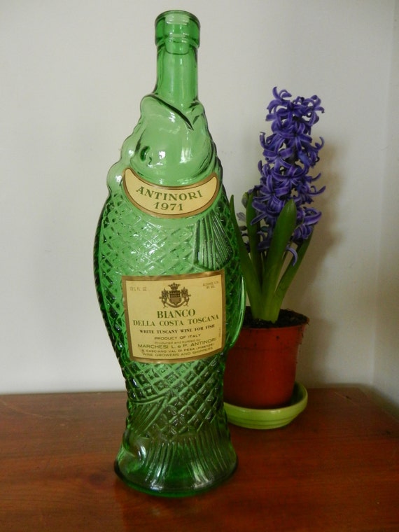 Vintage Italian Green Glass Fish Bottle by PickleRose on Etsy