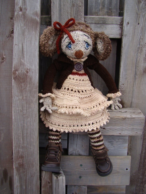 Pattern for Little Mouse in the City Raggedy Lottie ragdoll doll knitted doll...