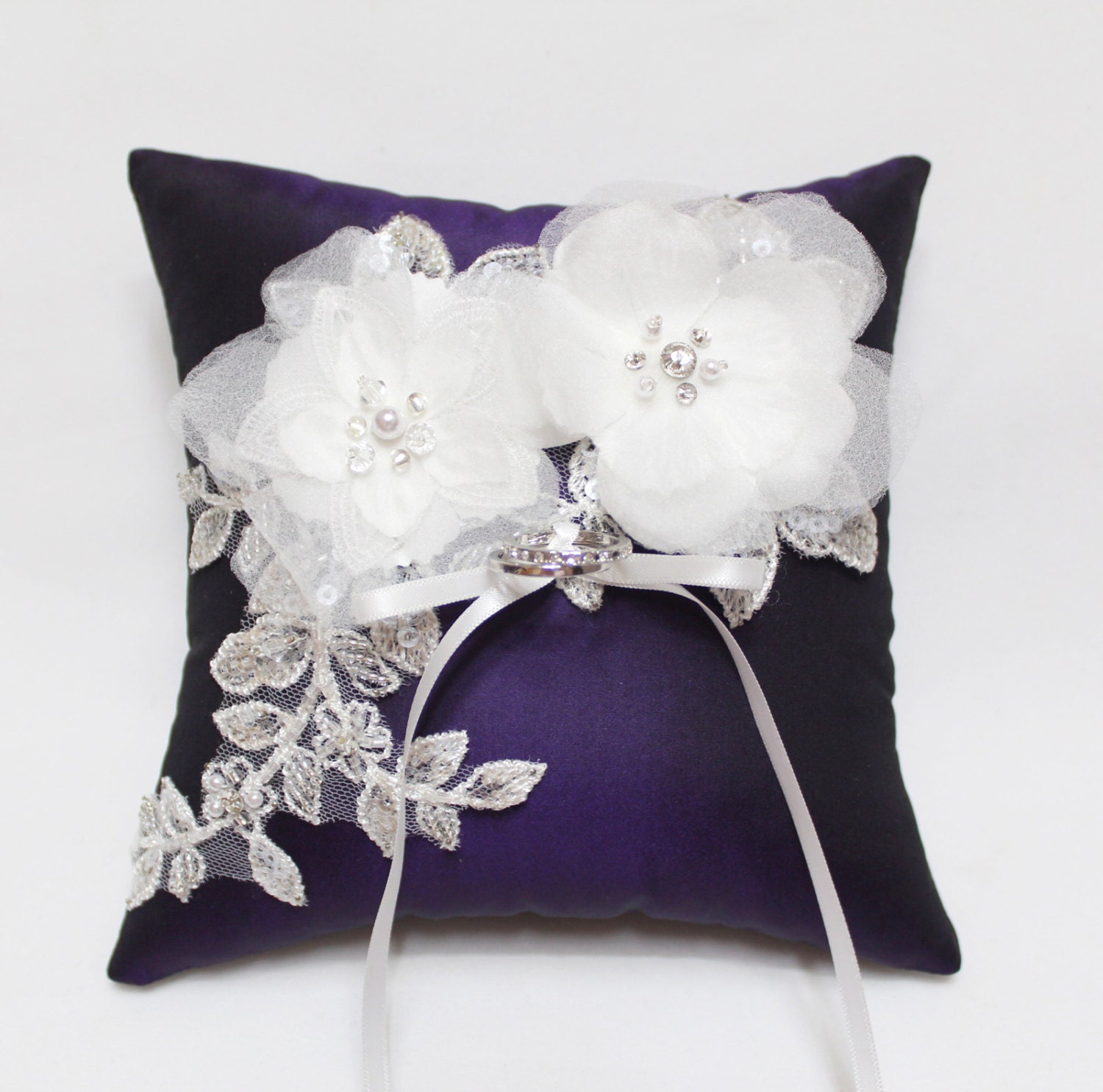 Wedding ring pillow purple ring pillow silk ring pillow