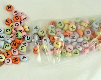 200 Alphabet Heart Beads Letter Beads Black And White