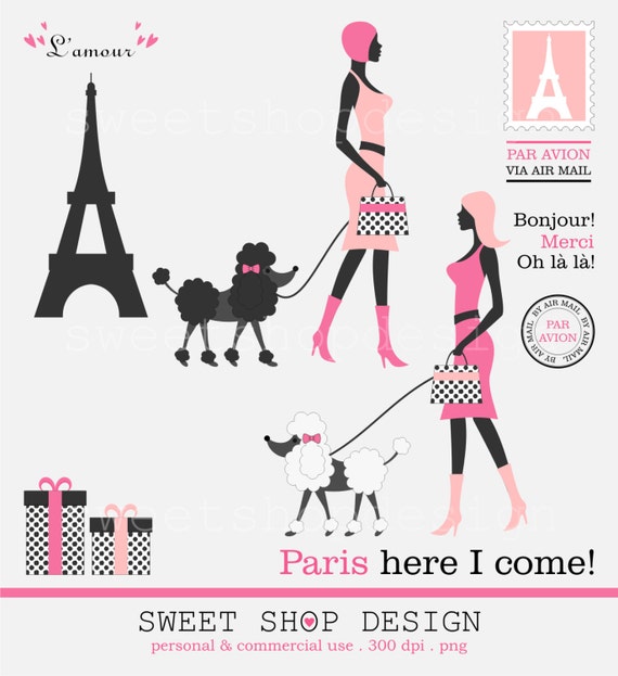 Paris Digital Clip Art, Poodles Animal Clip Art, Royalty Free Clip Art ...