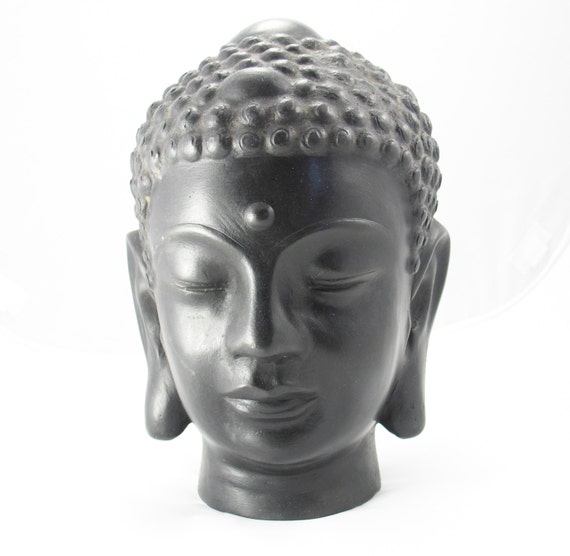 Buddhist Statue  Bronze Buddha Head Bust, 9quot; tall, 5.5 pounds