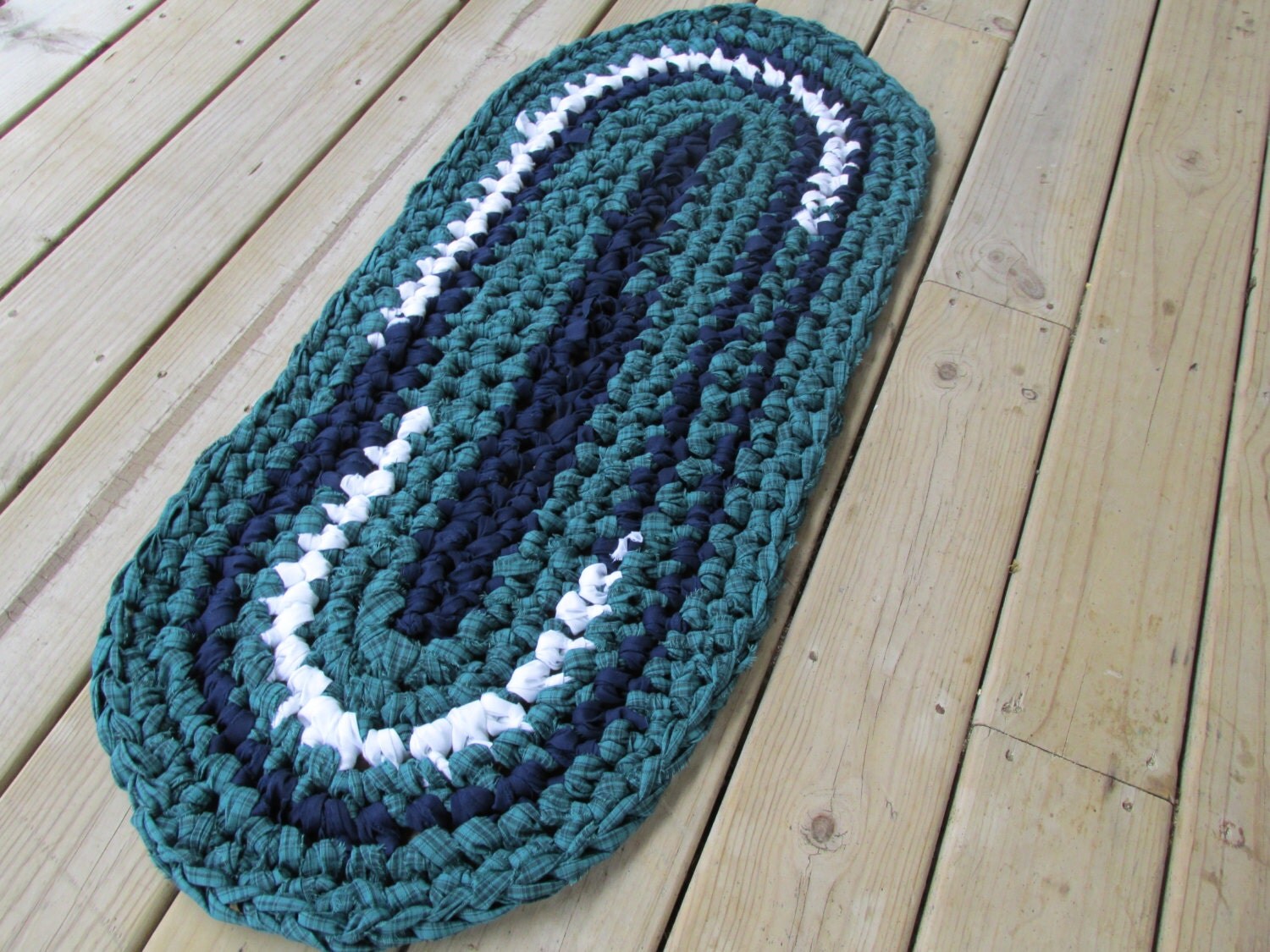 Martha's Vineyard Rug 42x17 Crochet Rag Area Rug Oval
