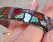 Mosaic Silverware Art Bracelet/ Metal Cuff/ Fashion Bracelet/ Glass Jewelry