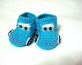 baby shoes Orange Cars Baby Booties baby slippers baby
