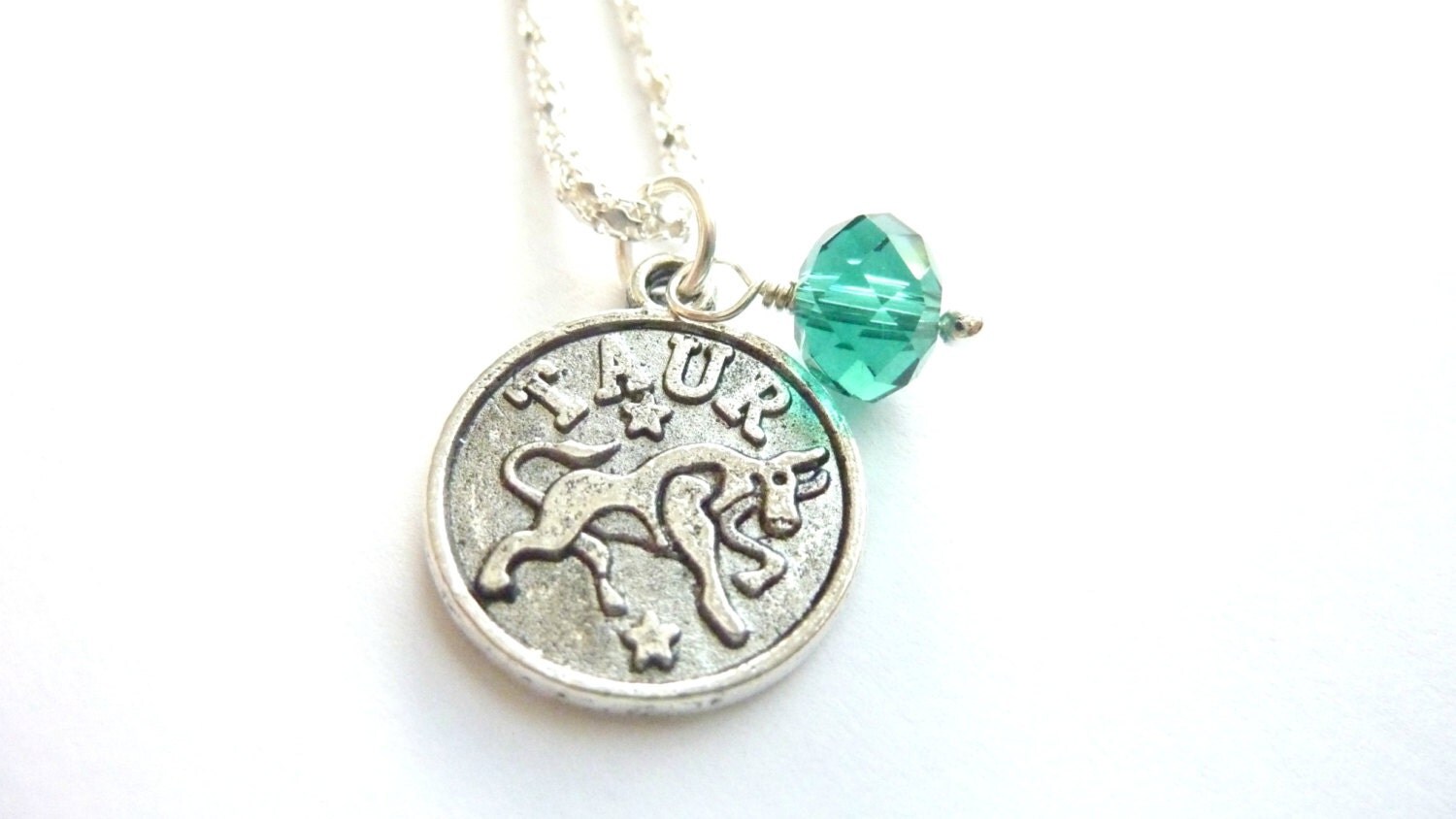 Taurus Necklace May Birthstone Emerald Crystal Zodiac Jewelry