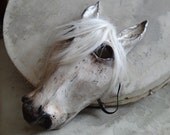 Masquerade mask Paper mache White Horse head mask animal mask costume