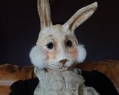 Alice in Wonderland Paper mache rabbit mask bunny mask