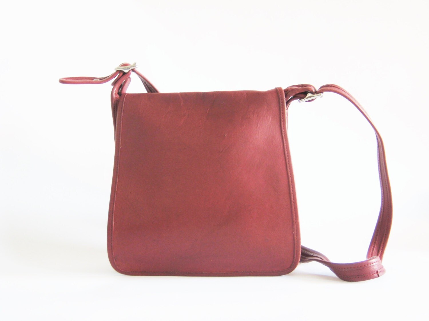 Wine Red Leather Coach Crossbody Bag