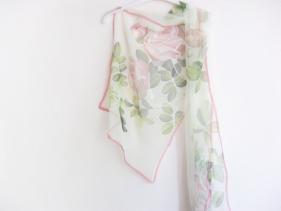 Silk scarf hand painted floral scarf available on etsy