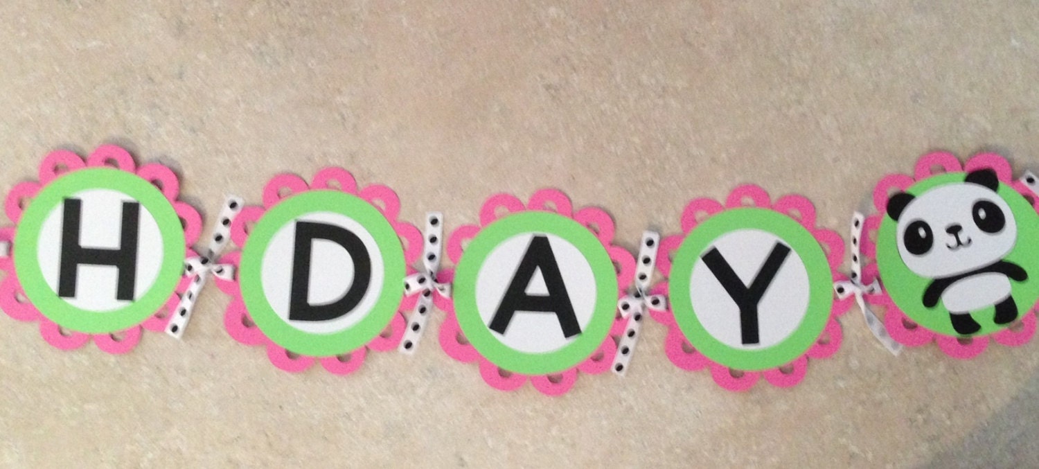 Girl Panda Happy Birthday banner by JenLagingDesigns on Etsy