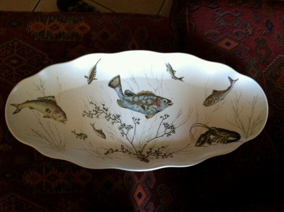 Vintage Fish Platter Waverly Melmac Large Oblong 23