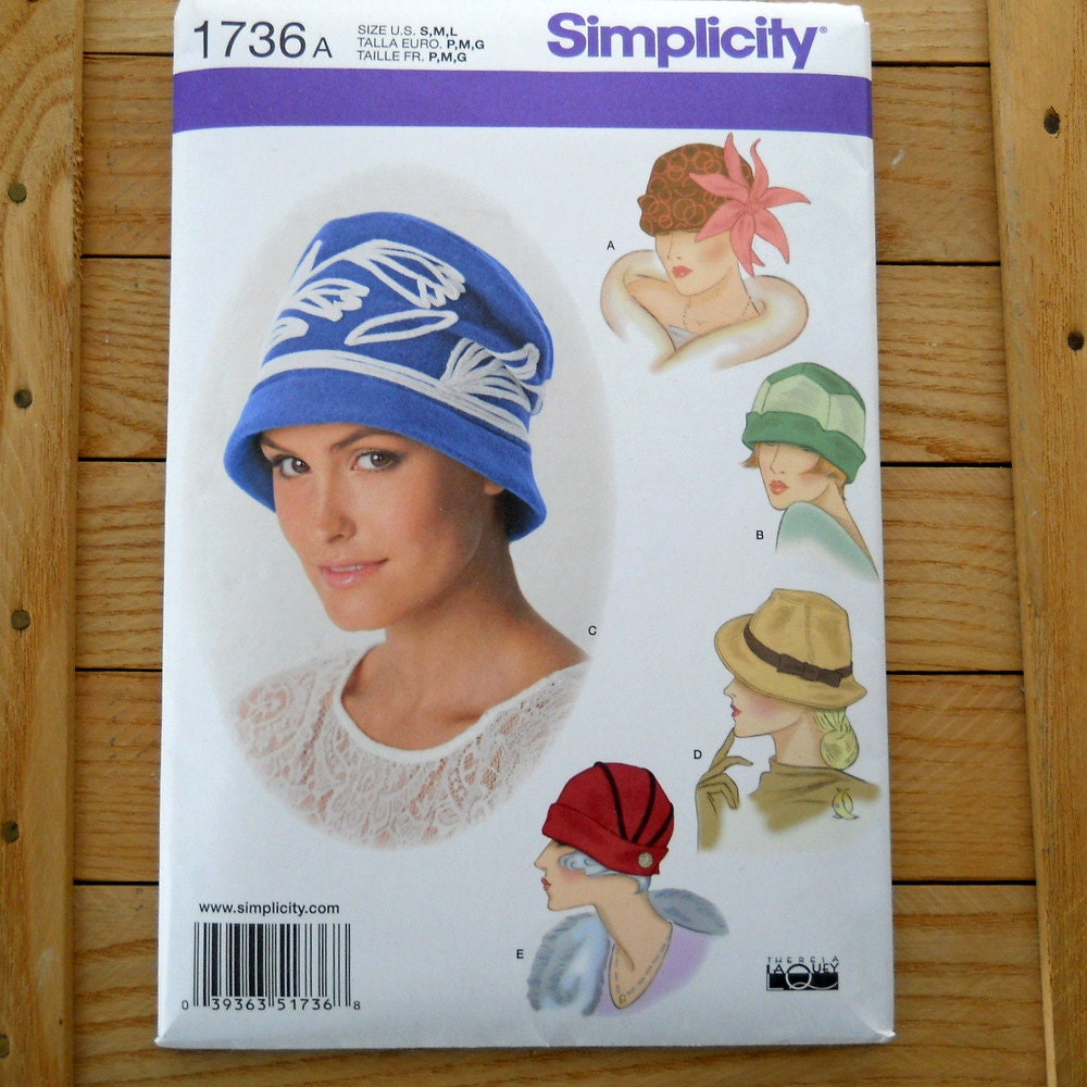 Simplicity 1736 hat pattern, uncut sewing pattern, vintageinspired hat