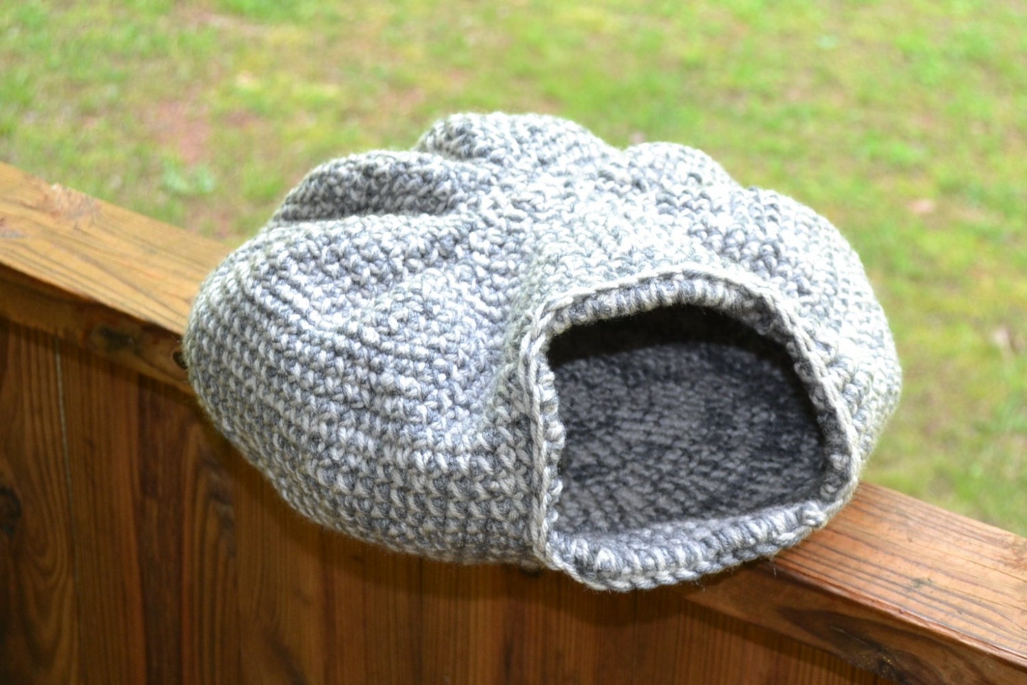 45 HQ Pictures Crochet Cat Bed Pattern - Crochet Cat Cave Gray and White Neutral Pet Bed Handmade