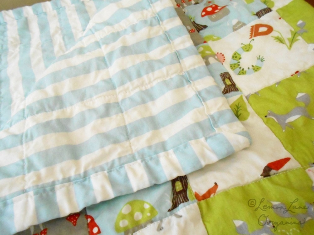 Organic Baby Quilt Woodland Baby Blanket Patchwork Quilt Baby