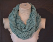 Mint Turquoise Knitted & Woven Infinity Scarf