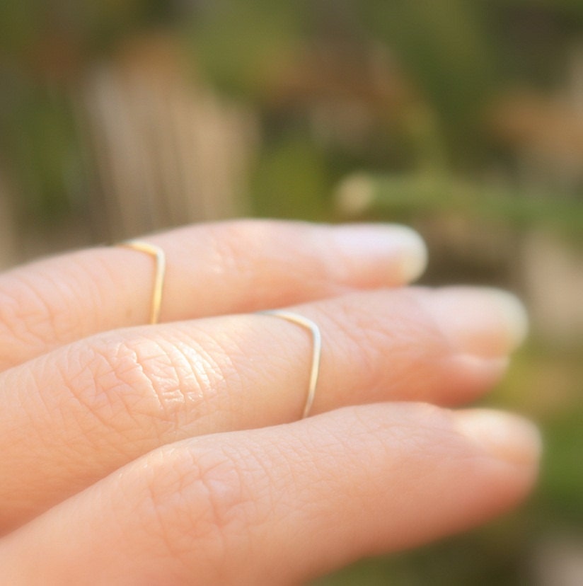 Knuckle Rings Chevron Ring Set 14K gold fill adjustable