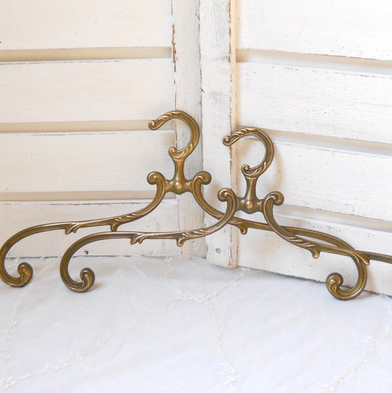 2 antique brass clothes hangers vintage coat hanger antique