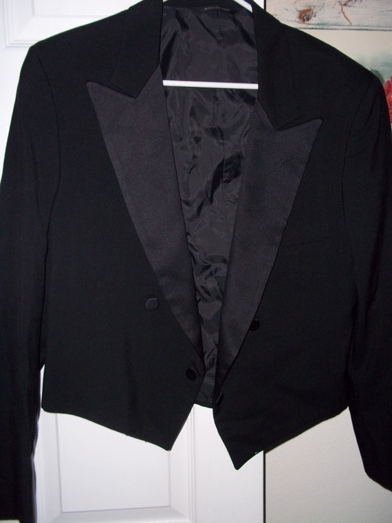 Men's short black The Spencer tuxedo jacket by by pammyscloset