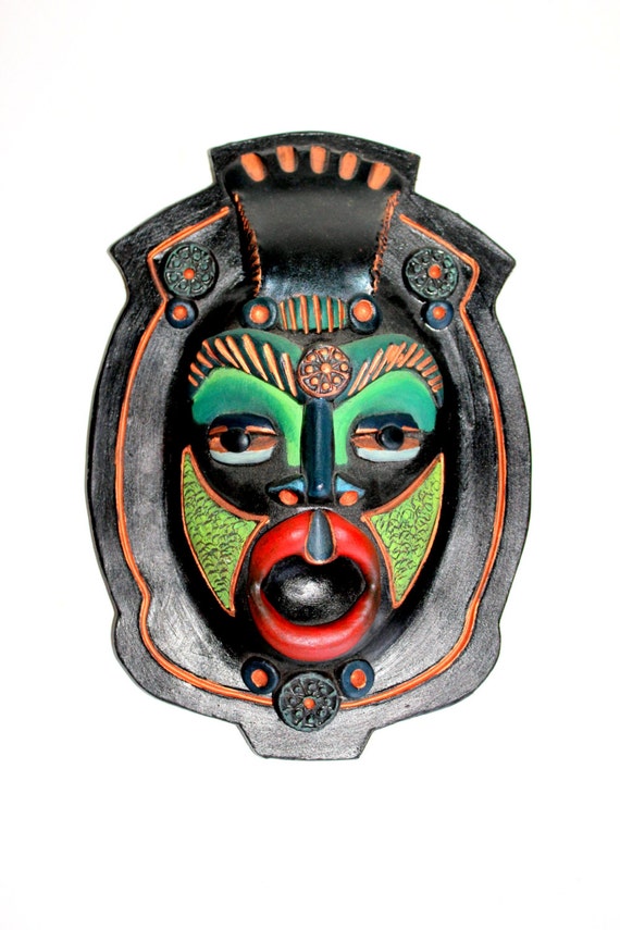 Vintage Vibrant Cuban Wall Mask Cuban Decor Colorful Masks