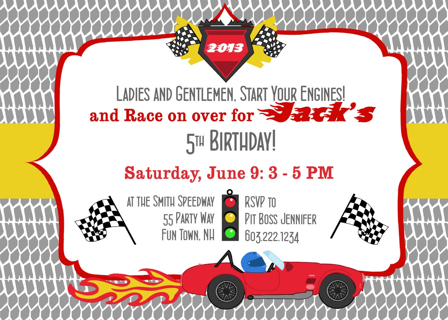 Race Car Birthday Invitations 10