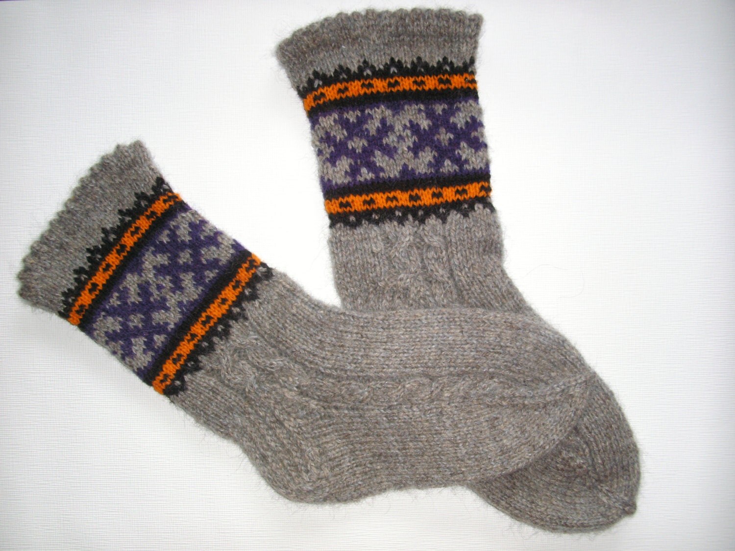 Hand Knitted Wool Socks Colorful Wool Socks for Men by