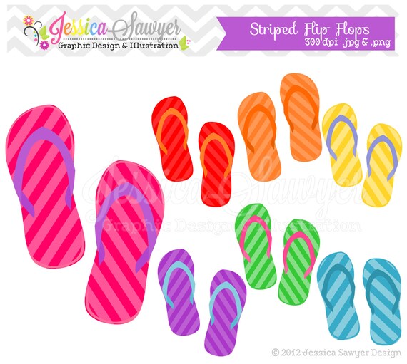 INSTANT DOWNLOAD - flip flop clip art - beach clipart - summer clip art - commercial use - card making Il_570xn