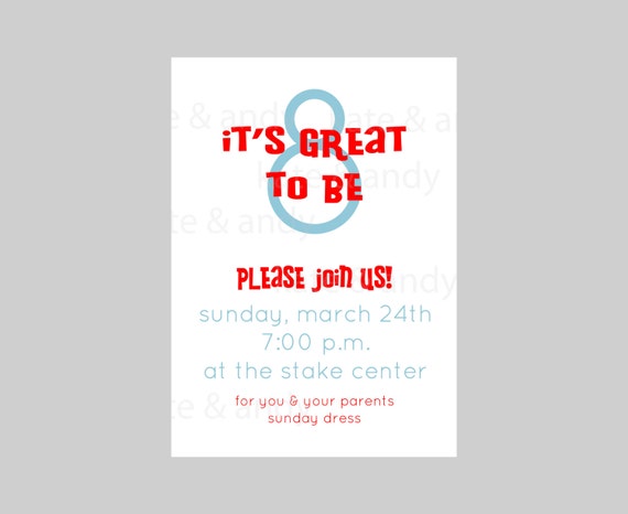 Baptism Preview It's Great to be 8 Invitation Printable