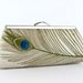 Bridesmaid clutch, EllenVintage Silk Peacock Clutch in Stone, Wedding clutch, Bridal clutch, Bridesmaid Gift ideas