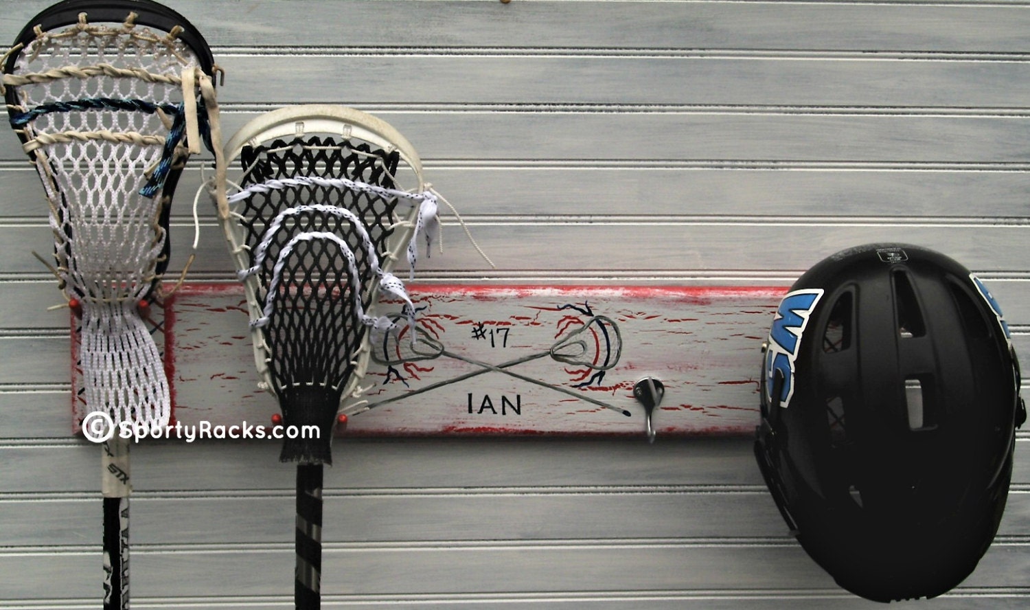 Lacrosse Lax Sport Wall Rack Stick Hooks Athletic Equipment