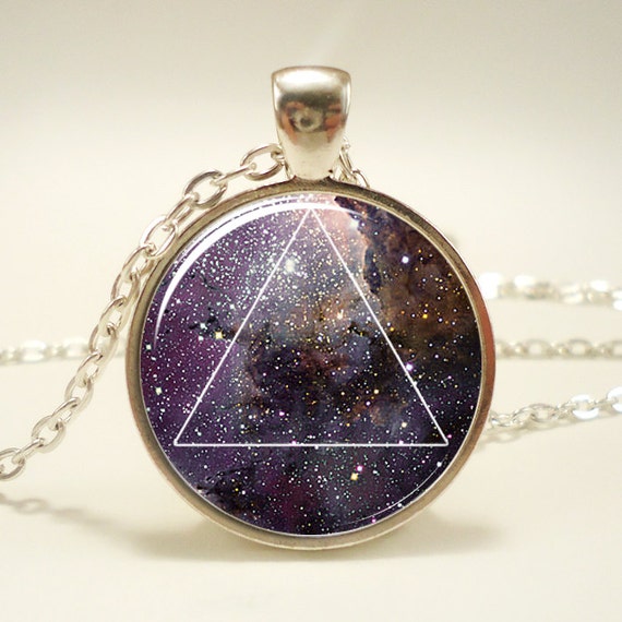 Galaxy Triangle Necklace Hipster Nebula Jewelry Geometric