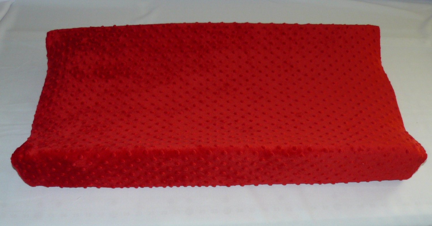 Changing Pad Cover Aqua Minky Red by CustomBabyCreations on Etsy