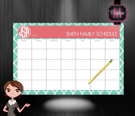 Custom Personalized Desk Pad Desk Calendar by BoutiqueMonogram