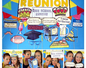 High School Reunion photo booth props perfect for bringing back school spirit and to impress former classmates