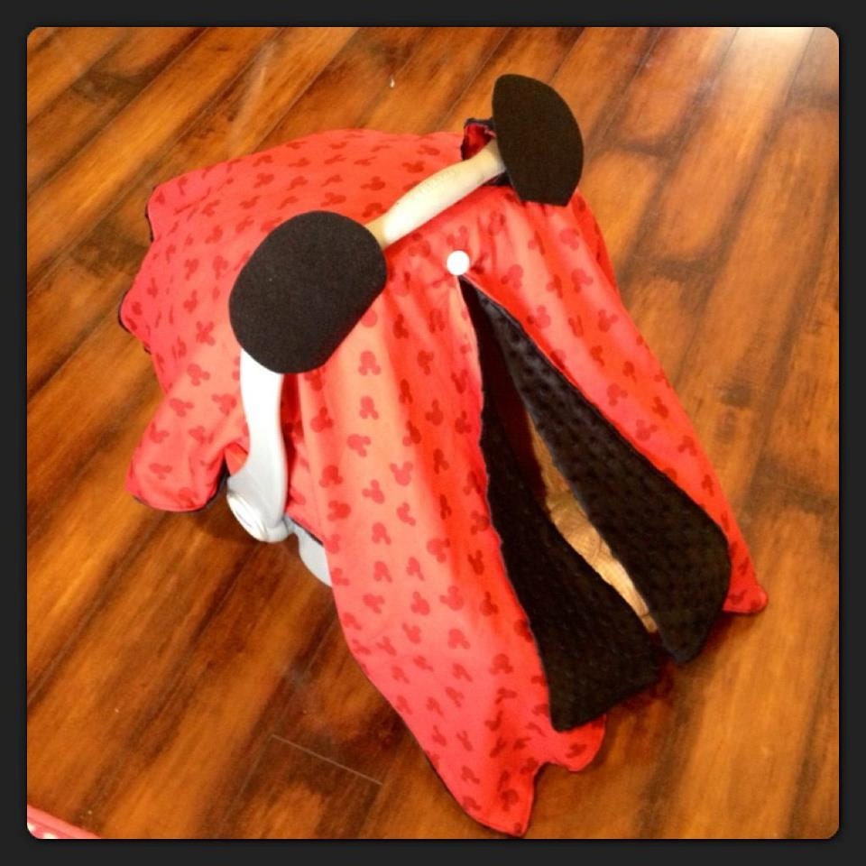 Mickey Mouse Car seat canopy red cotton Mickey fabric with