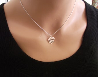 SALE! Lotus Necklace, Silver Necklace, Sterling Silver Lotus, Yoga Necklace, Yoga Jewelry