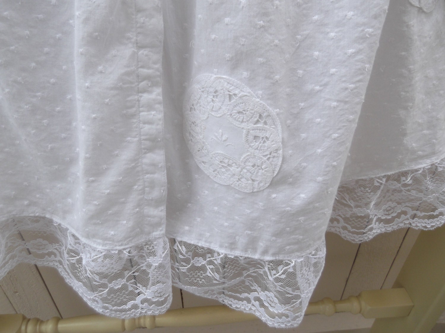 Upcycled Women's White Battenburg Lace Shirt