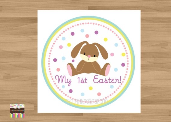 INSTANT DOWNLOAD - My First Easter - Tummy Tag (DIY Onesie Stickers) /Iron-on Transfers - Perfect for Monthly Baby Photos Il_570xn