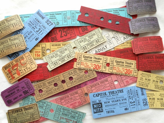 Mega Vintage Theatre Ticket Assortent Over 50 by LisasCraftShoppe