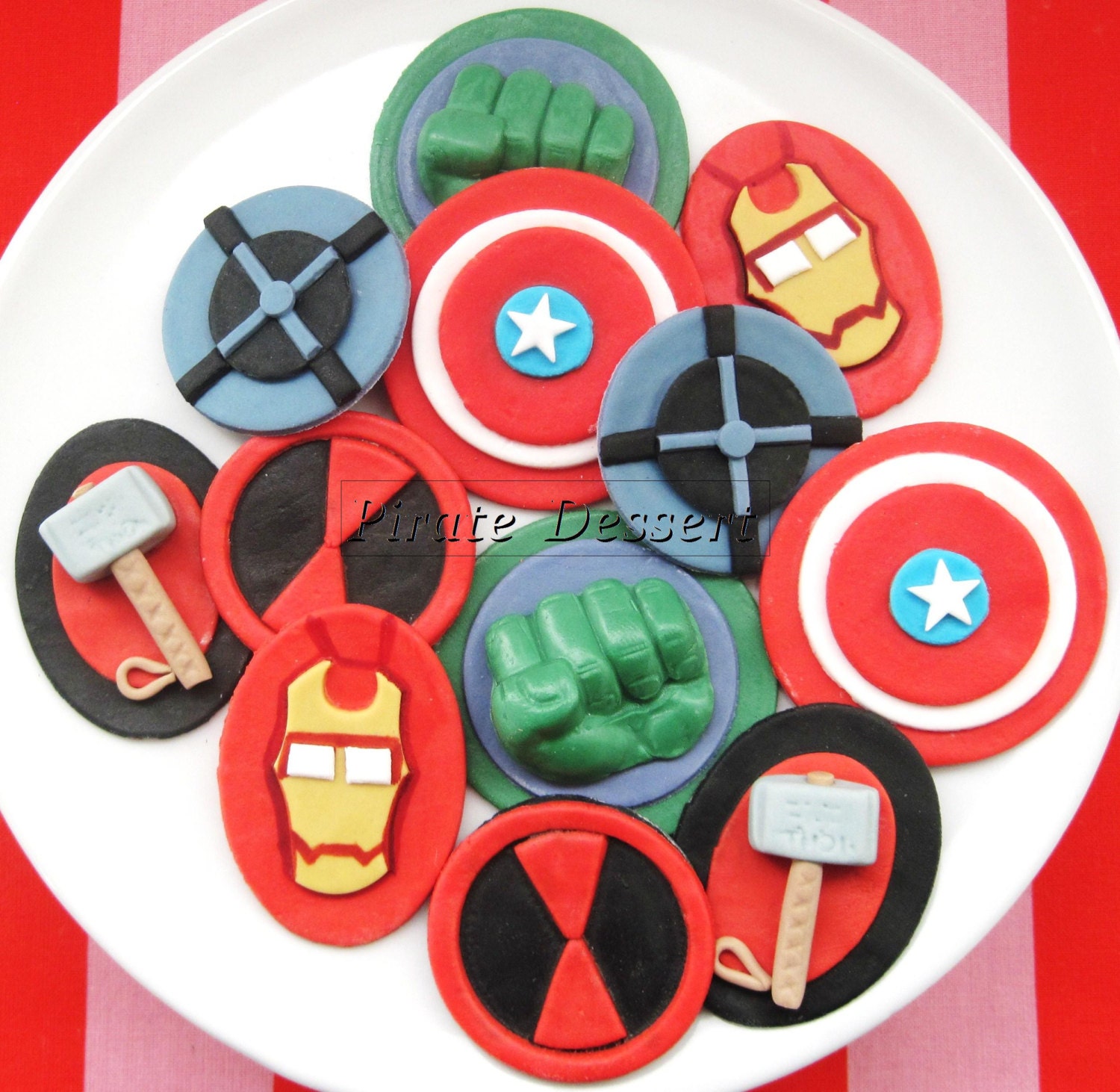 The AVENGERS Edible SUPERHERO Cupcake Toppers By PirateDessert