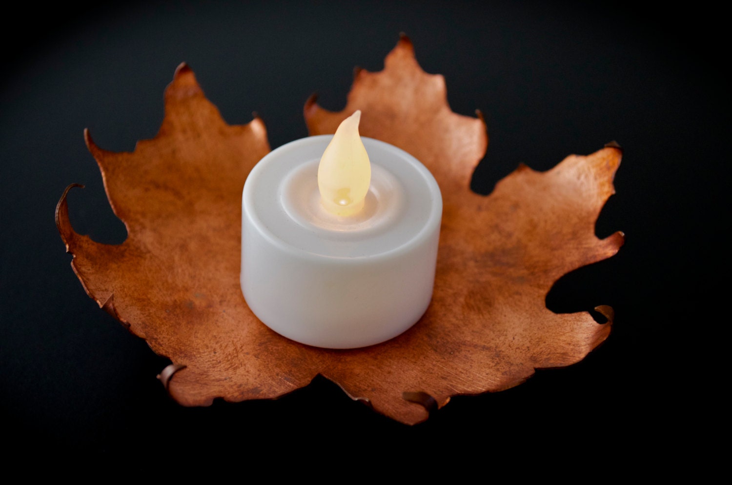 Autumn Leaf Copper Candle Holder Maple Leaf Candle Holder