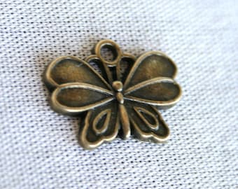 8 Lovely Antique Bronze Butterfly Charms/Pendants