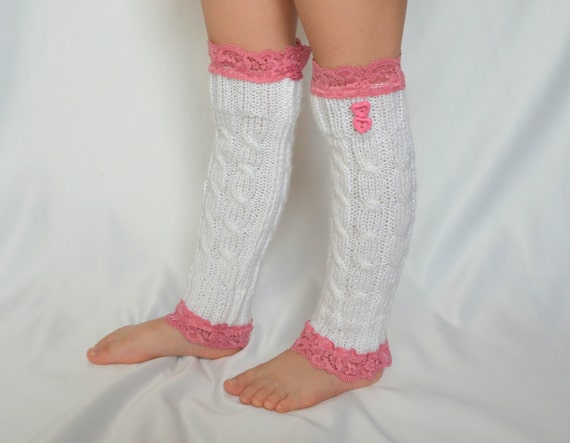 Items similar to White hand knit little girl lace leg warmers knit lace ...