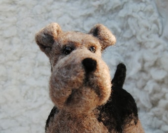 Airedale Terrier, Needle Felted Dog, Handmade Animal, Needle Felted Airedale Terrier - READY TO SHIP