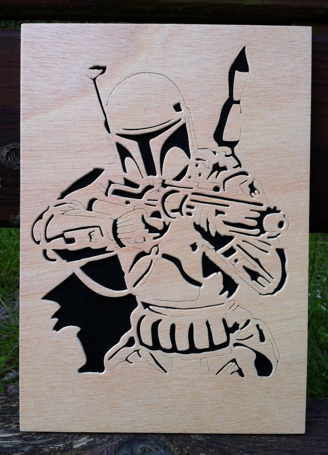 Boba fett woodwork scroll saw star wars wall art by