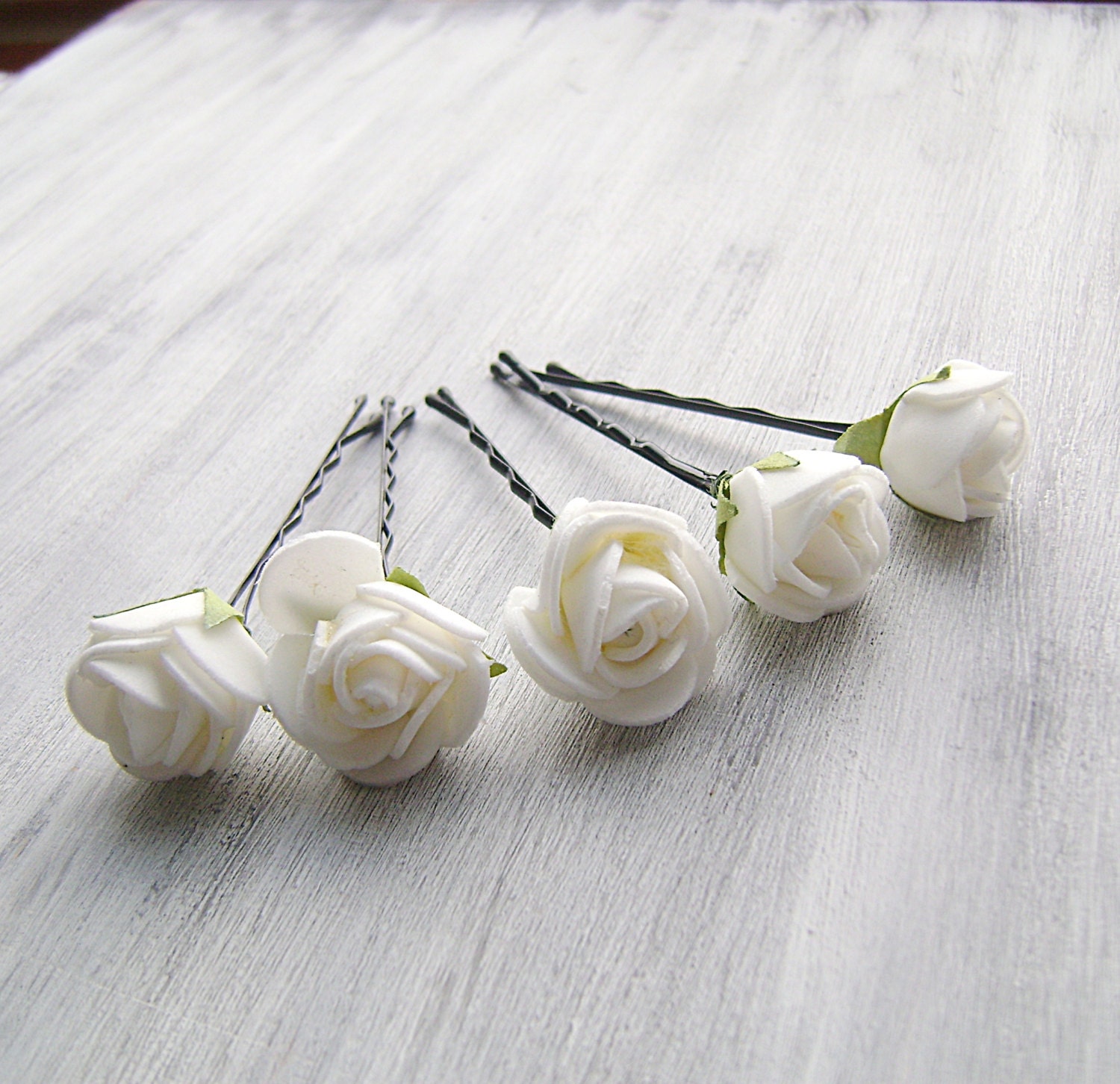 White Flowers Bobby Pins Roses Bridal Hair Pins Woodland