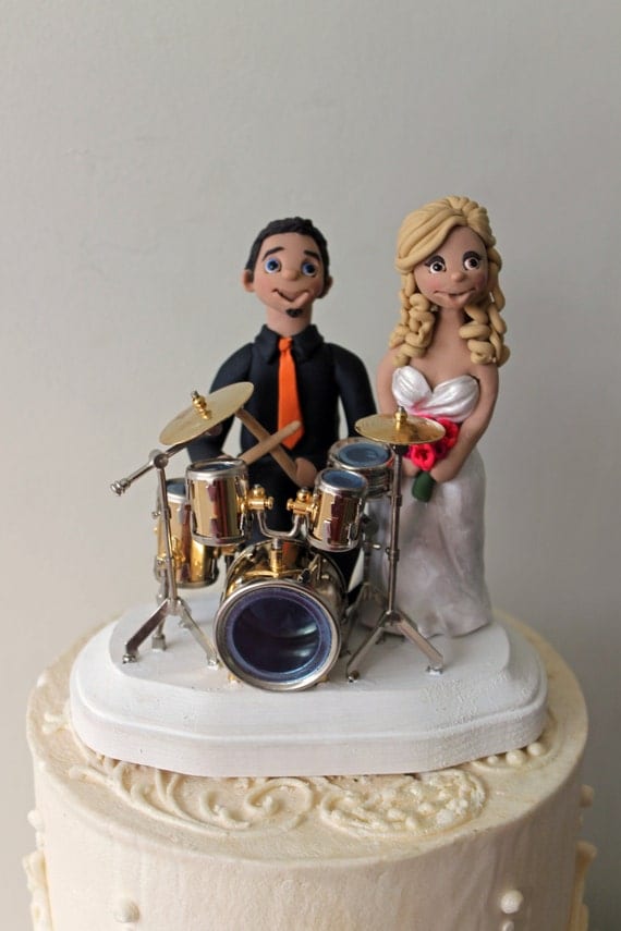 Customized Drummer Wedding Cake Topper Drum by CherryRedToppers